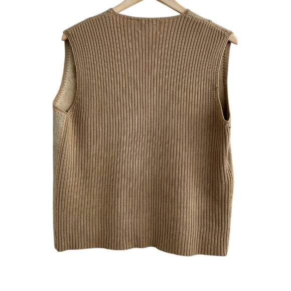 Bonnie Lee Vintage Suede Crochet Boho Western Open Front Knit Sweater Vest (L) - Picture 6 of 13